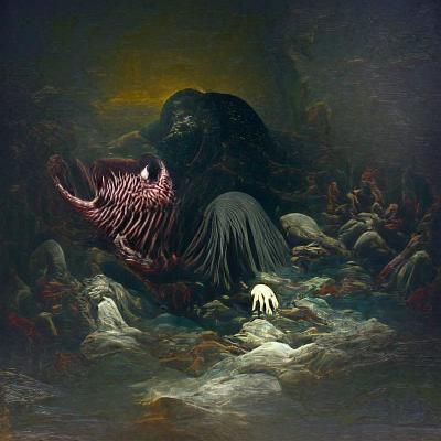 Fallen God of Darkness Devouring Souls