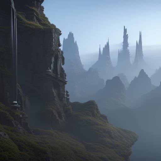 Fantastical Sorrow: Detailed Matte Painting in Deep Color