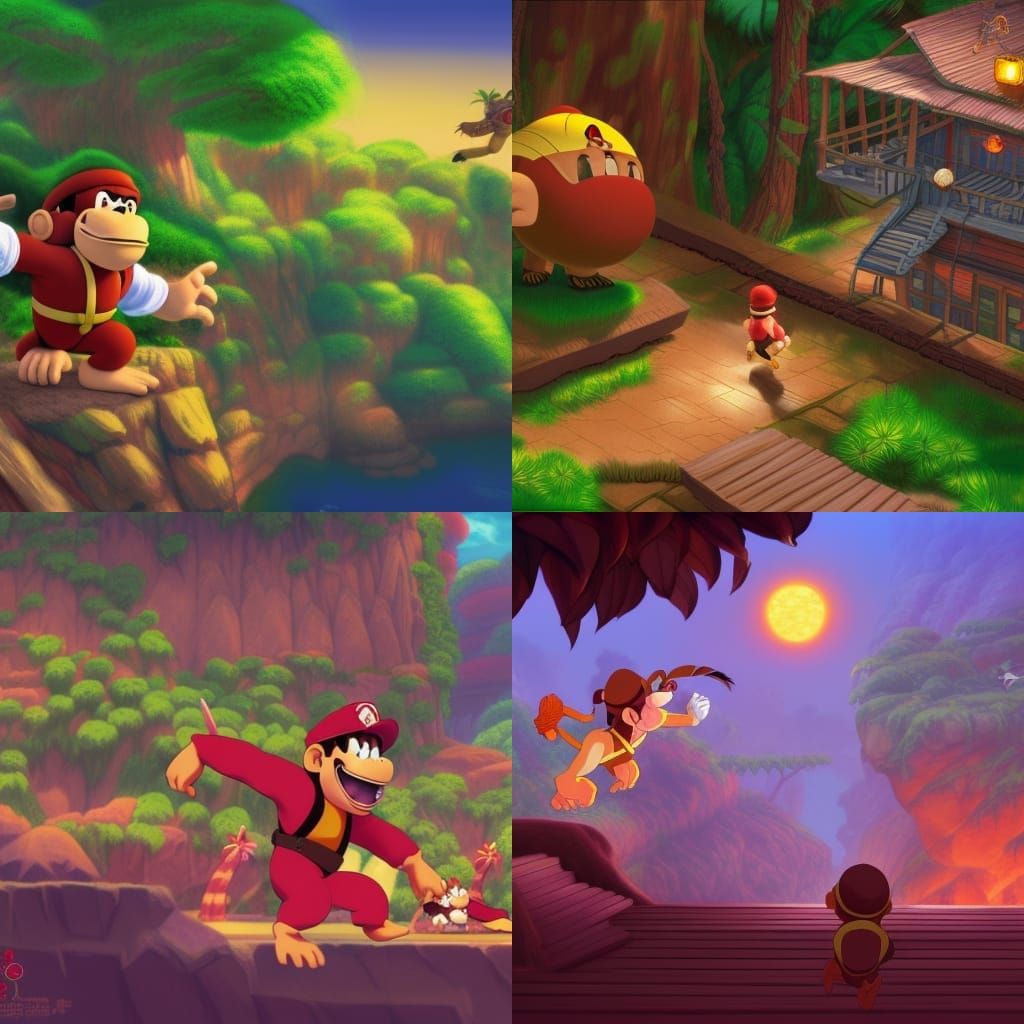 Diddy's Kong Quest: Ghibli-Inspired Anime Visual