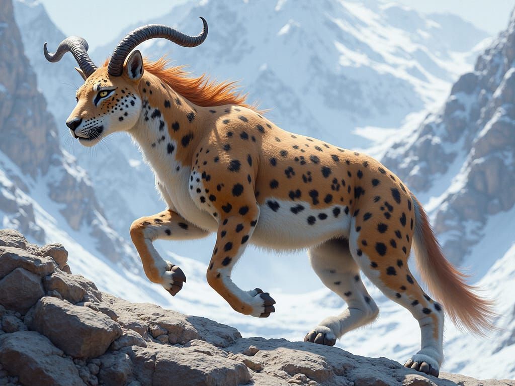 Regal Mountain Hybrid Unleashed: Majestic Beast of Snowy Pea...