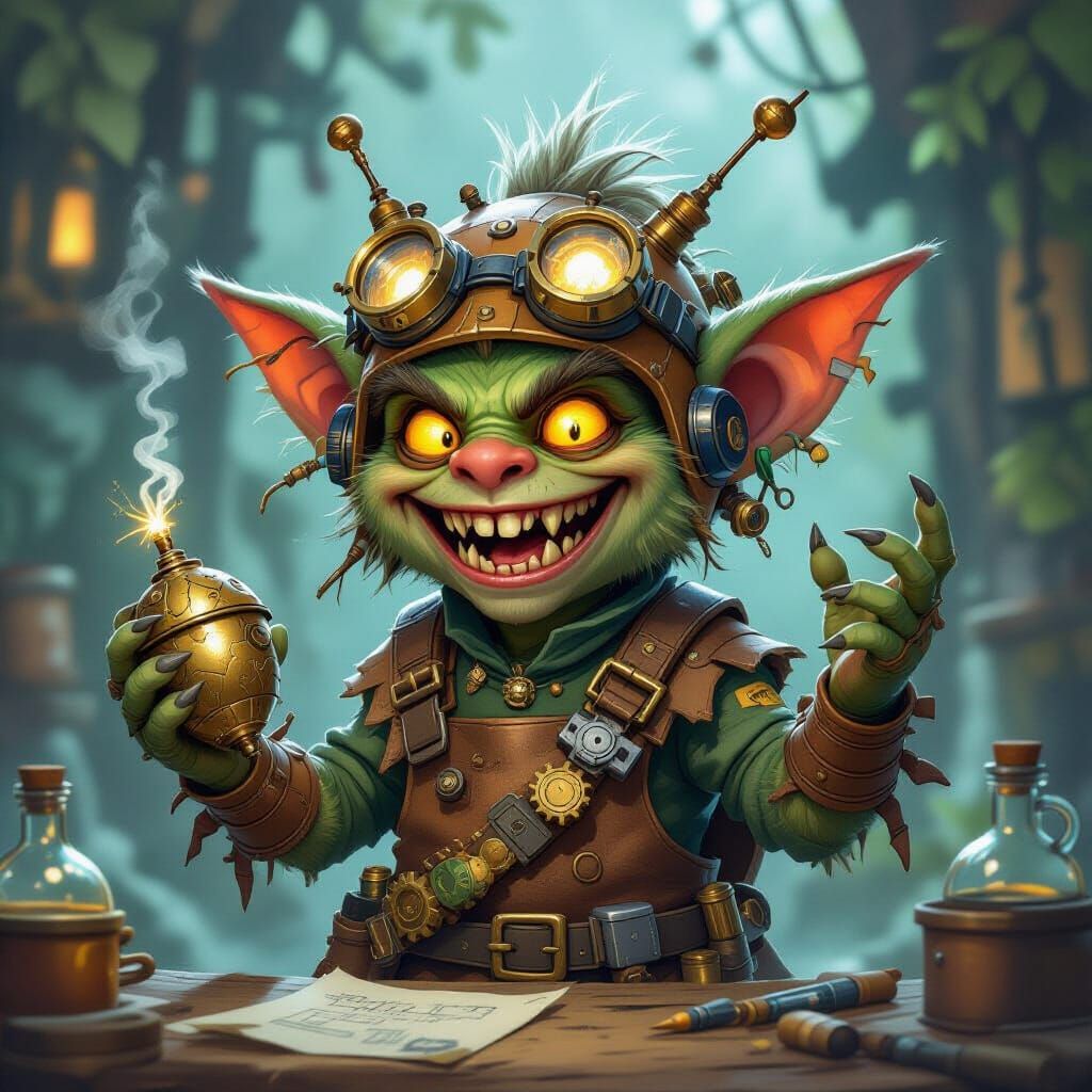 Goblin Inventor Garrick Nutcracker with Acorn Grenade