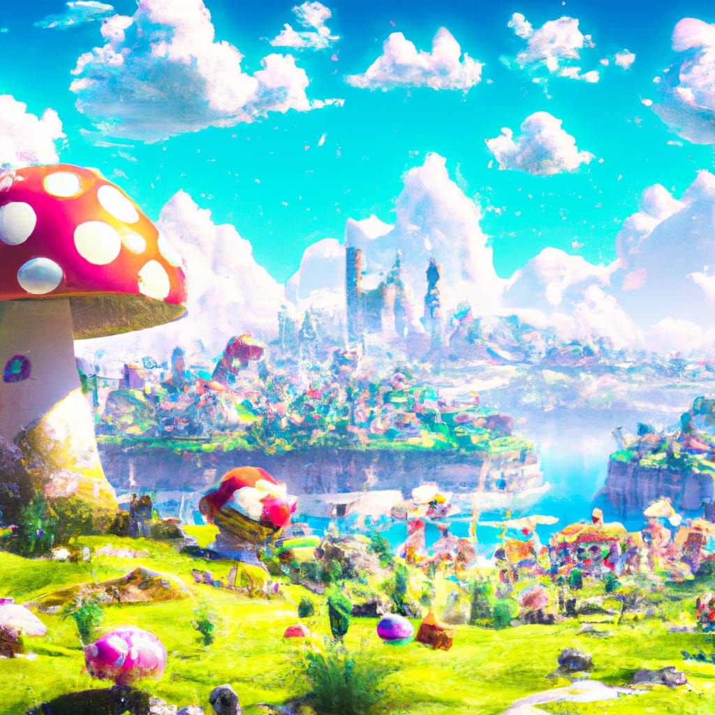 Detailed Mushroom Kingdom: 3D Game Cinematic Art