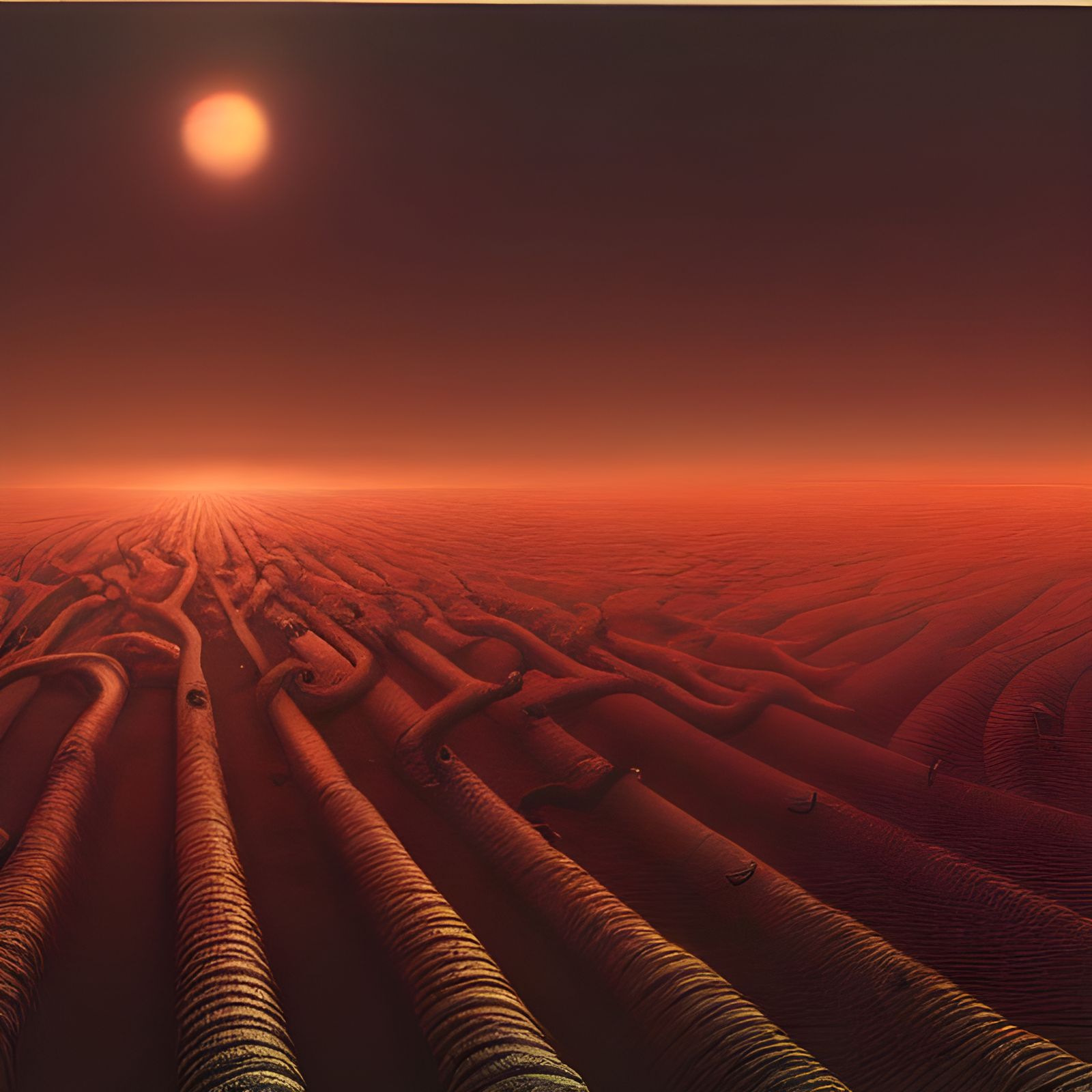 Dystopian Robot Field in Detailed Digital Art