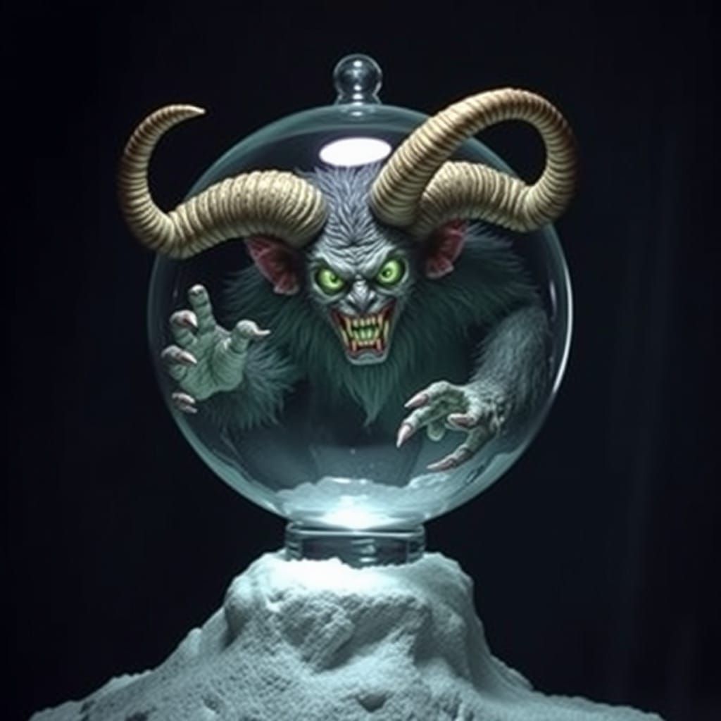 Krampus Trapped in Crystal Globe