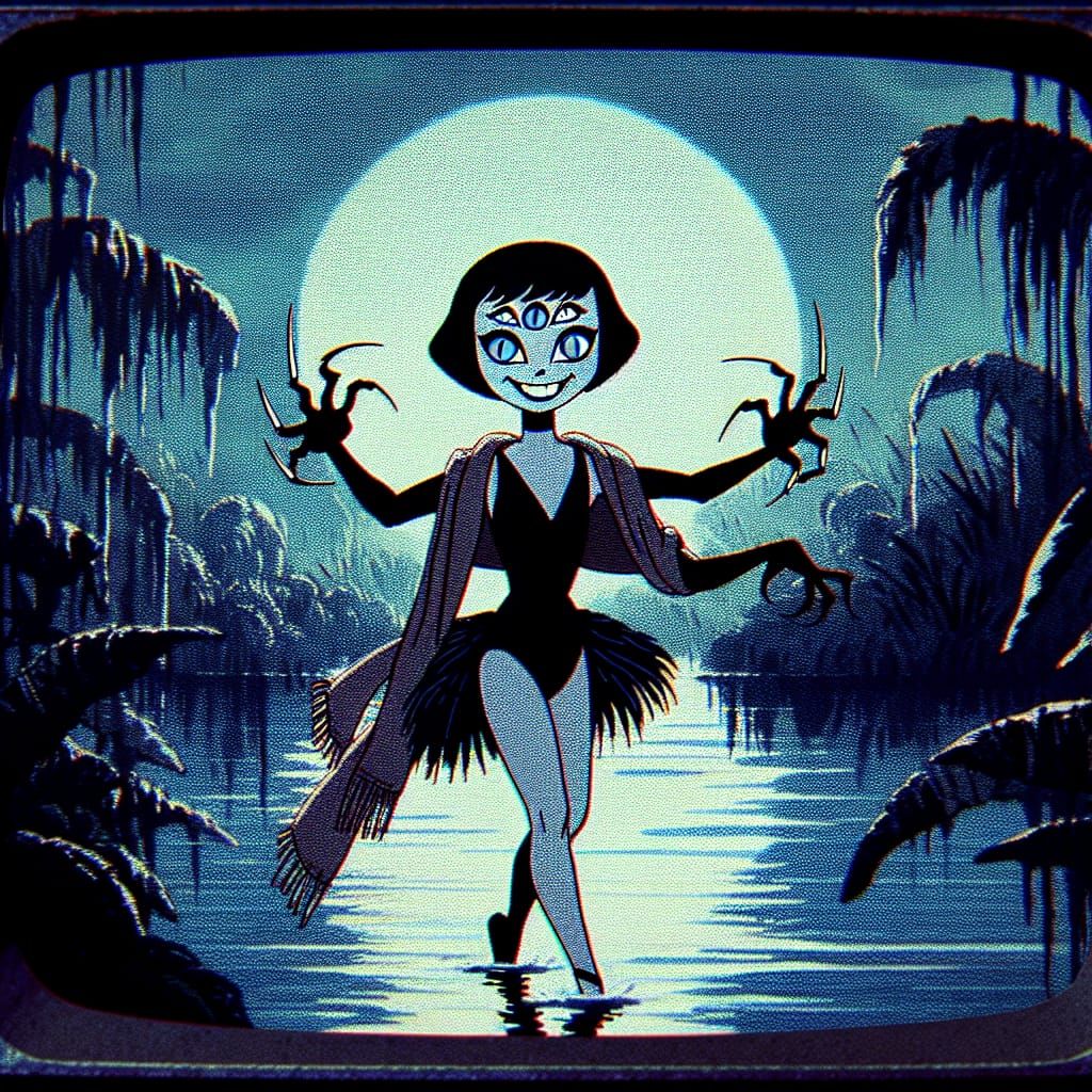 Mysterious Female Figure from Vintage Cartoon