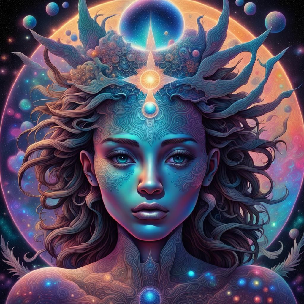 Holographic Astral Cosmic Illustration by Pablo Amaringo