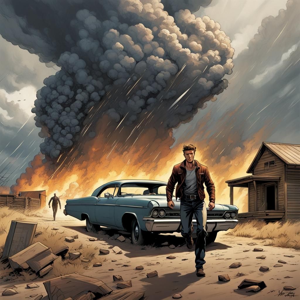 Scott Eastwood Car Explosion: Comic Book Art