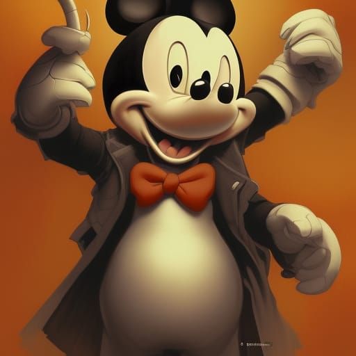 Menacing Mickey Mouse Portrait in Art Nouveau Style