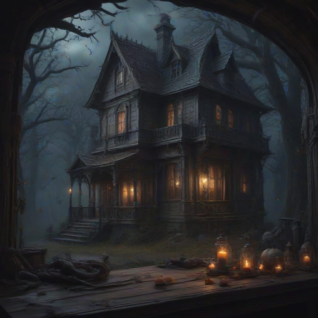 Haunted Mansion in Dark Academia Style