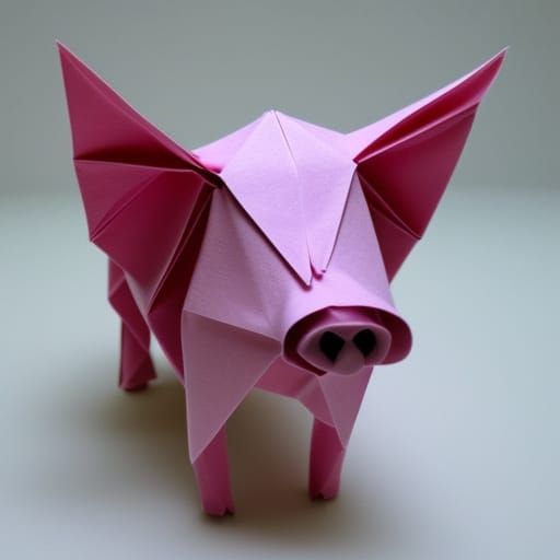 Origami Pig Paper Sculpture
