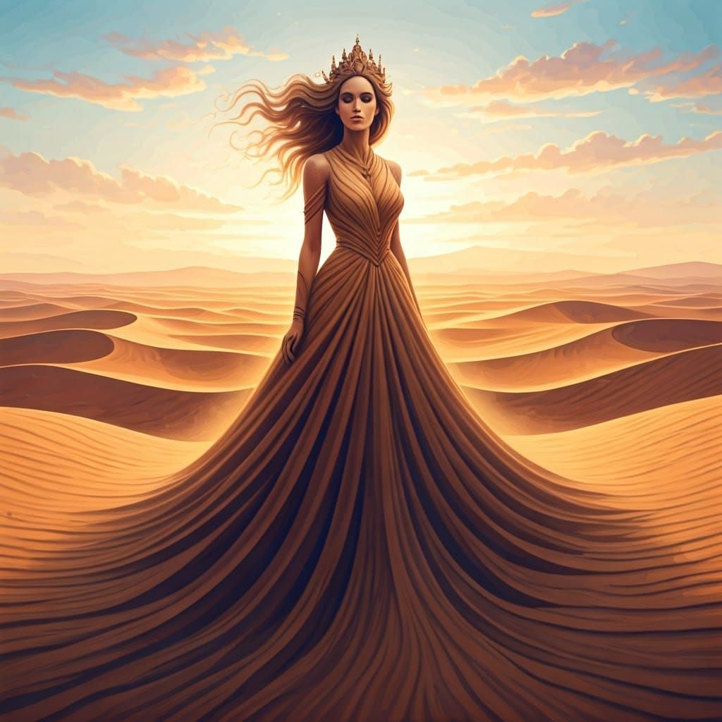 Desert Princess in Gouache Painting Style