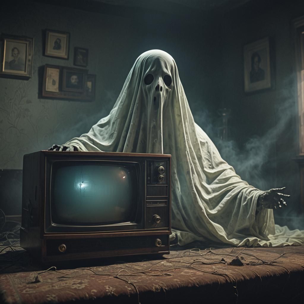 Eerie TV Ghost in Ultra Realistic Cinematic Style