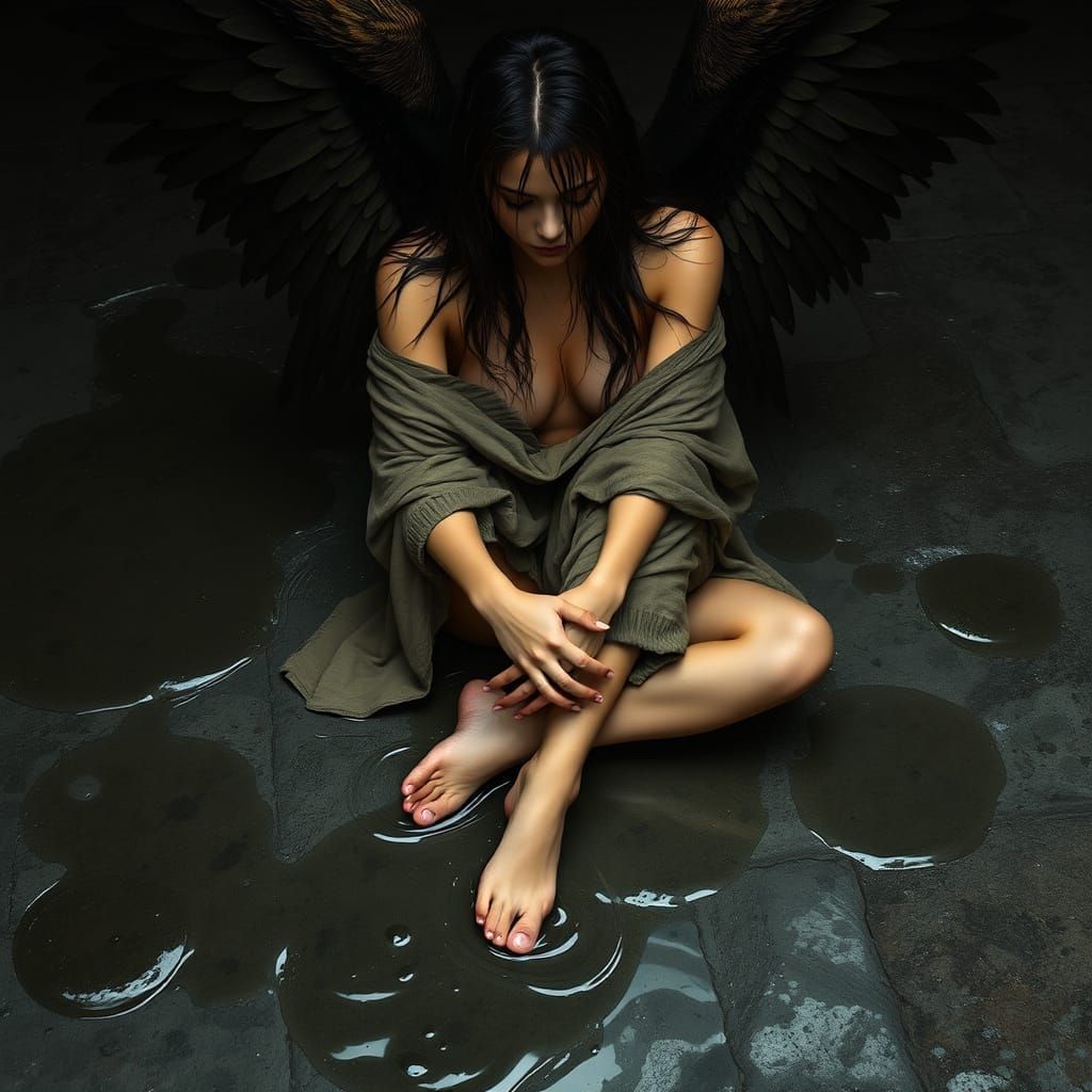 Winged Woman in the Style of Stalenhag, Thorp and Bradley