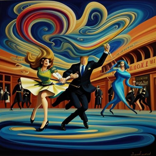 Surrealist Oil Painting: Jackie Kennedy Pursues Trump