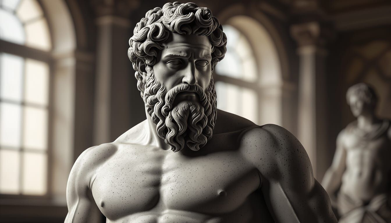 Muscular Greek Statue with Chiseled Physique