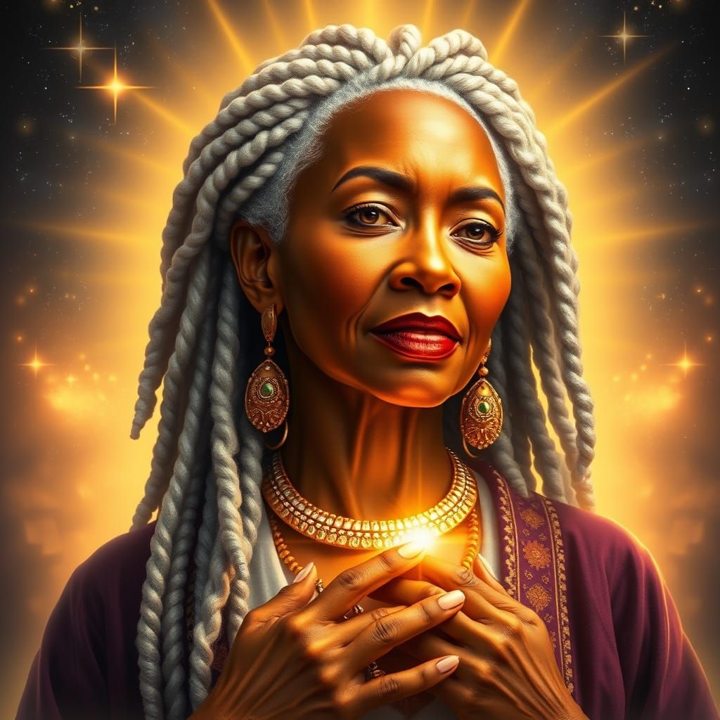 Ethereal Queen: Radiant Elder Woman Exudes Divine Feminine P...
