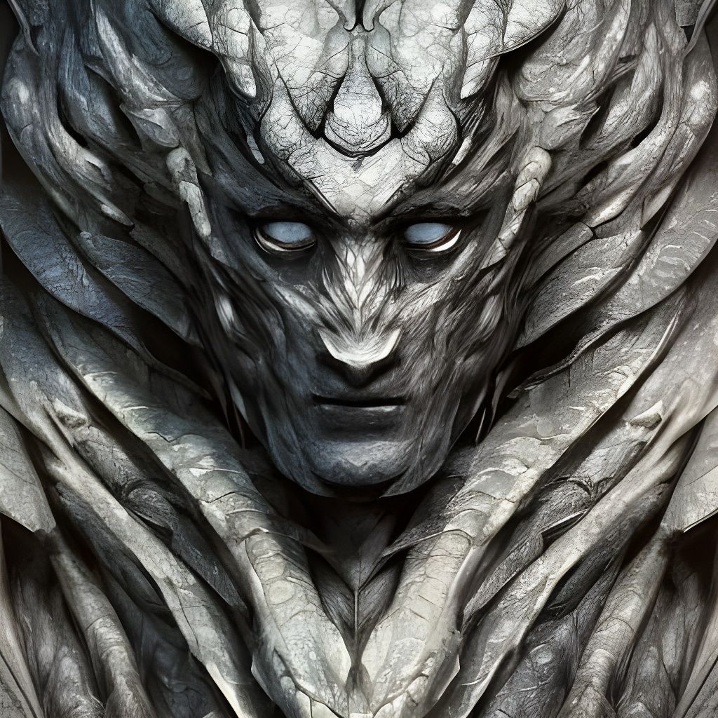 Petrified Dragon in Frozen Agony: Grayscale 8K