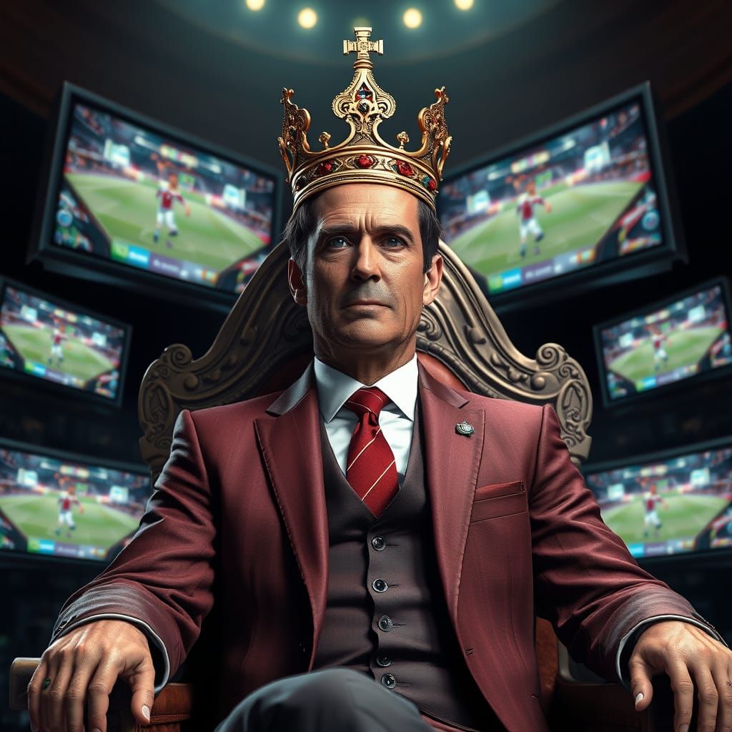 Football Manager King in Photorealistic Portrait