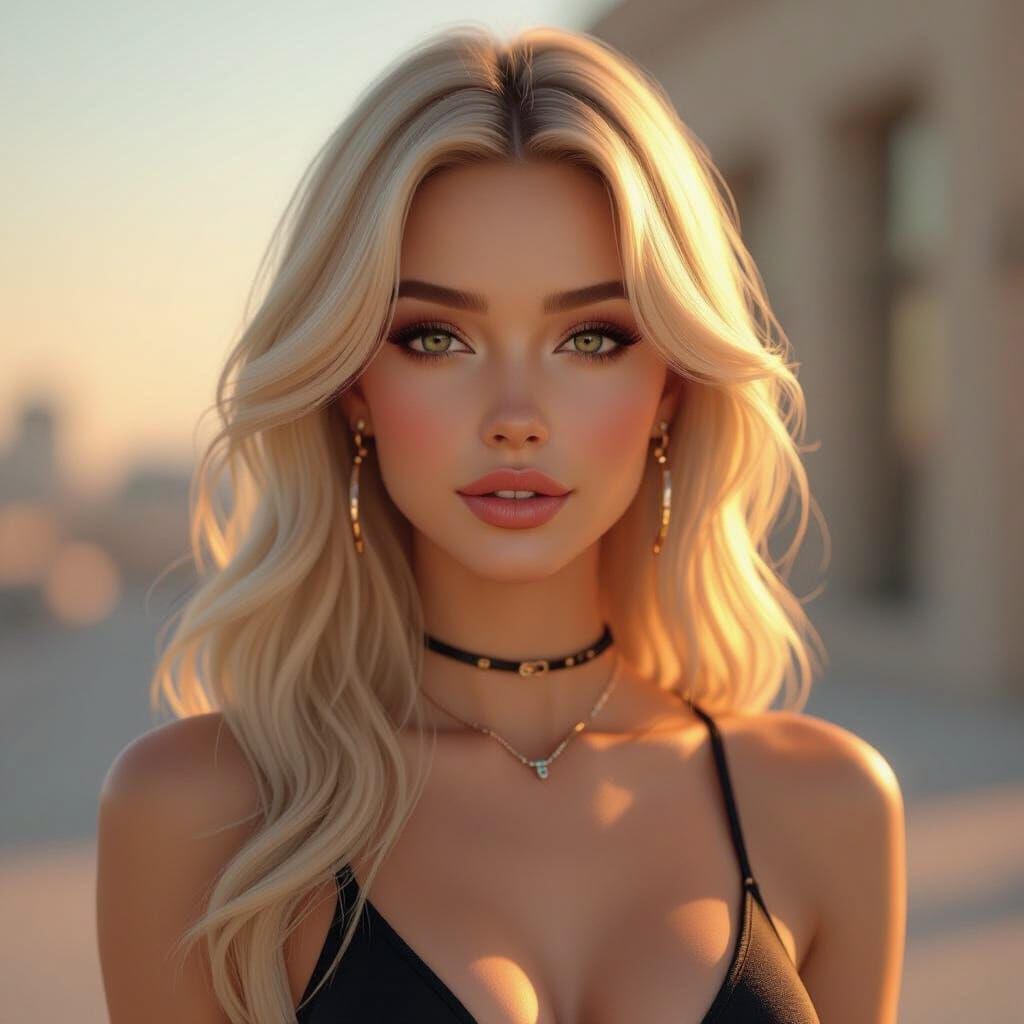 Stunning Blonde Woman in Stilettos, Hyperrealistic 3D Anime ...