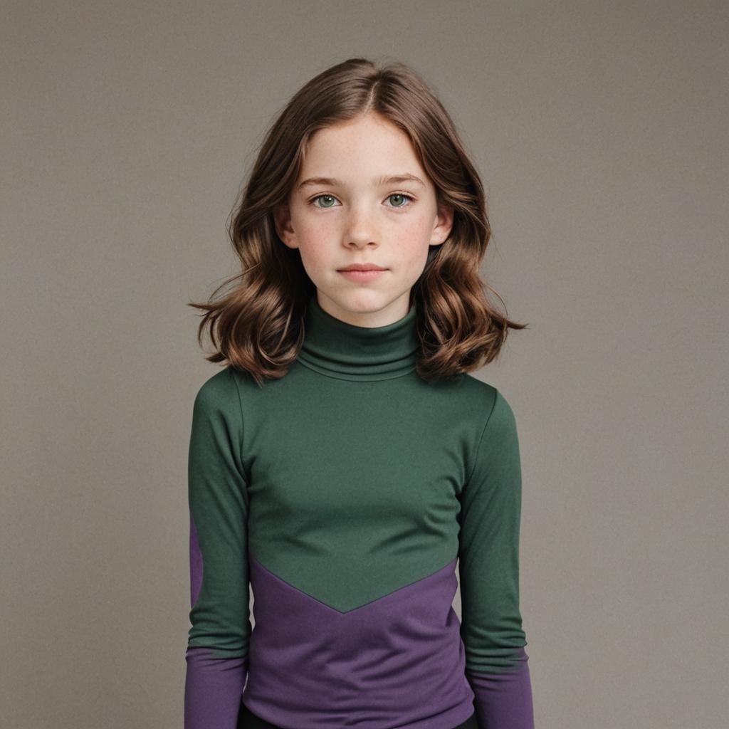 Portrait of Girl with Brown Hair and Green Eyes