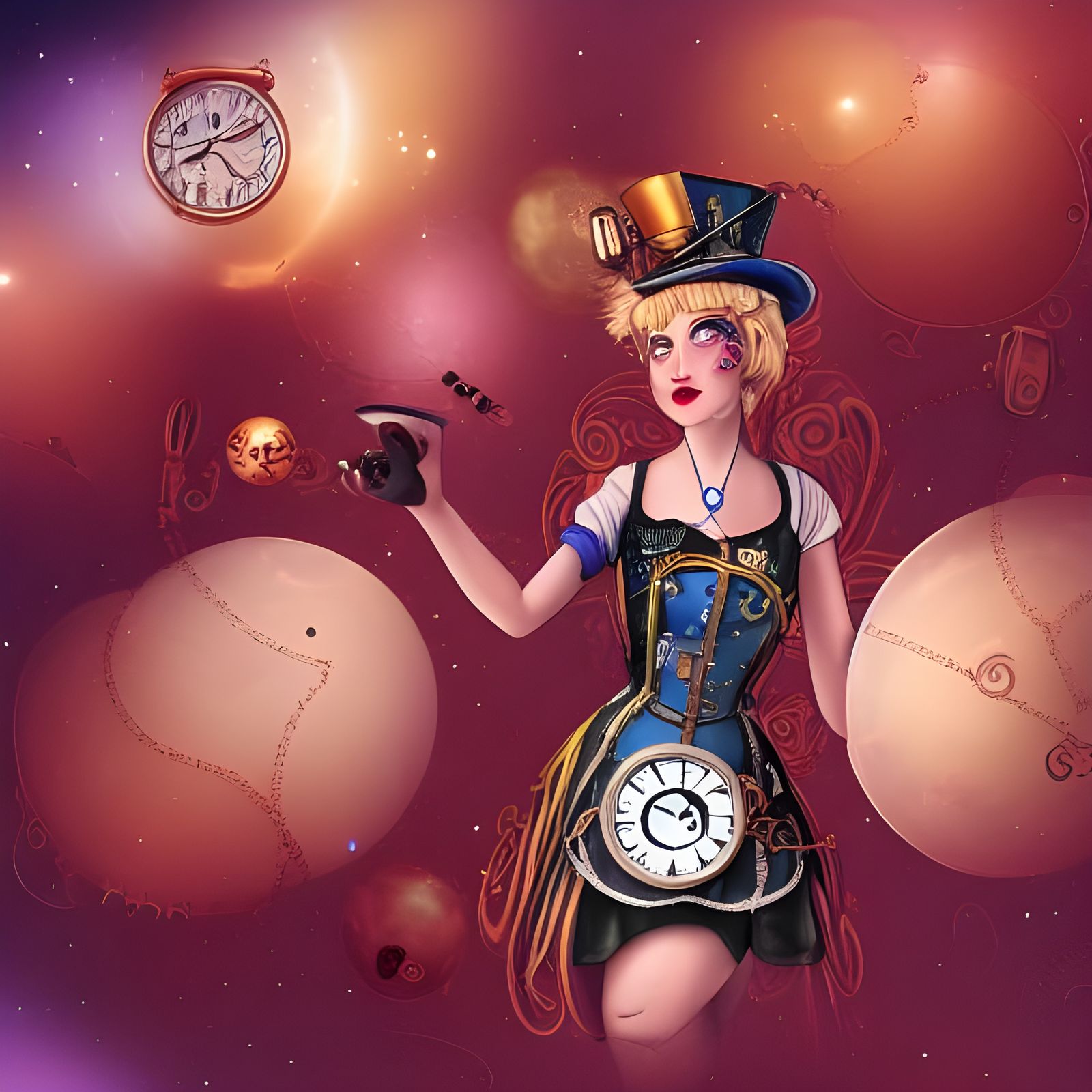 Steampunk Alice in Wonderland in Space