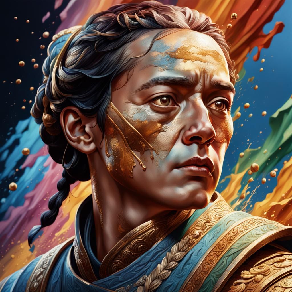 Hyperrealistic Historical Portrait in Splash Art Style