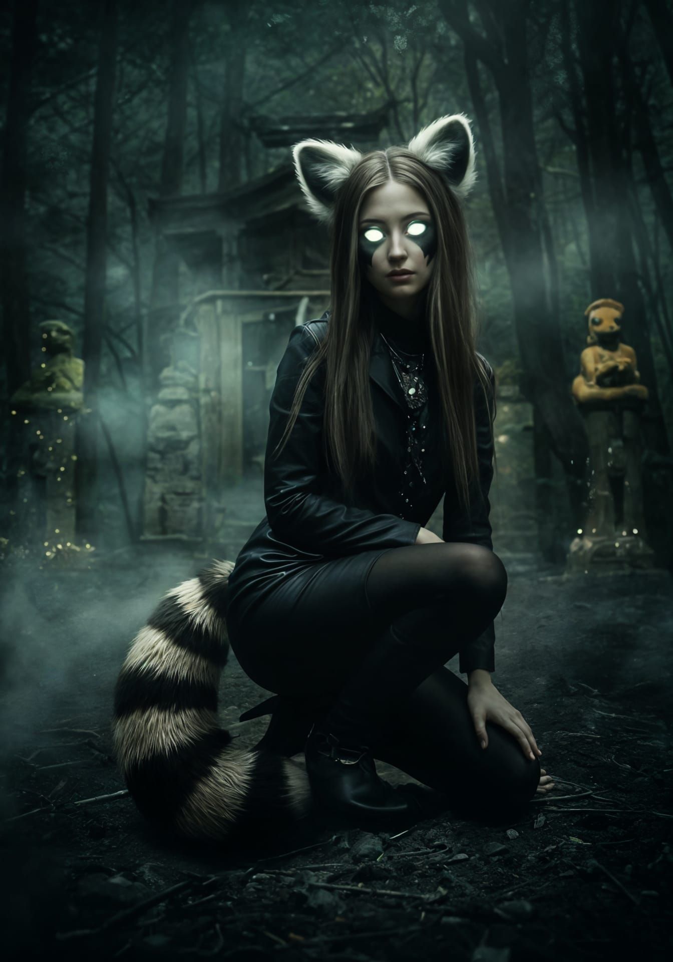 Furret Pokemon as Stunning Human Girl Portrait