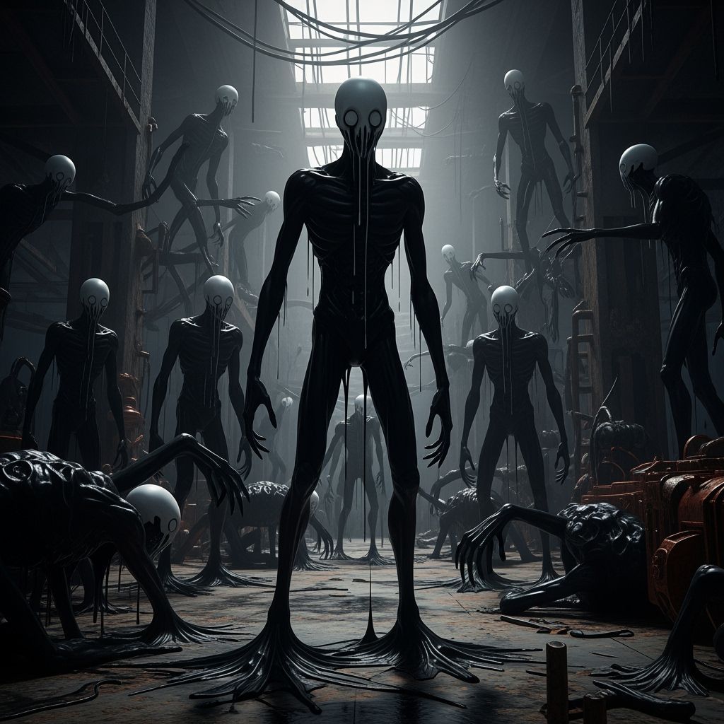 Surreal Melting Monster in Dystopian Biomechanical Style