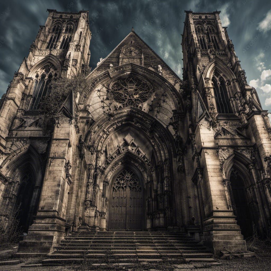 Creepy Gothic Cathedral with Gargoyles