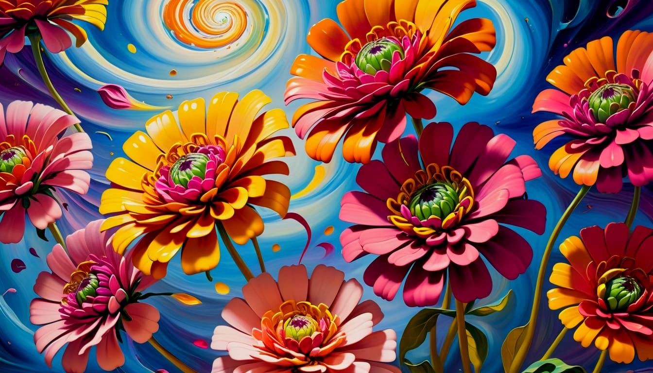 Surreal Floral Vortex in Vibrant Colors