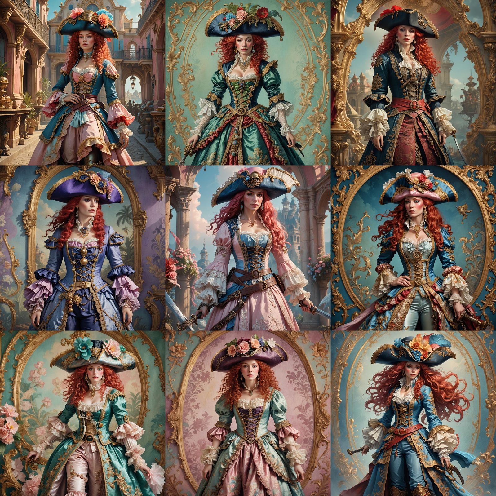 Female Pirate in Rococo Outfit: Fantasy Art
