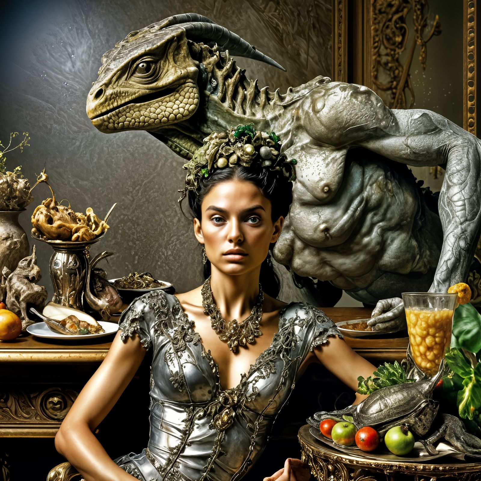 Elegant Woman's Portrait in Hyperrealistic Style