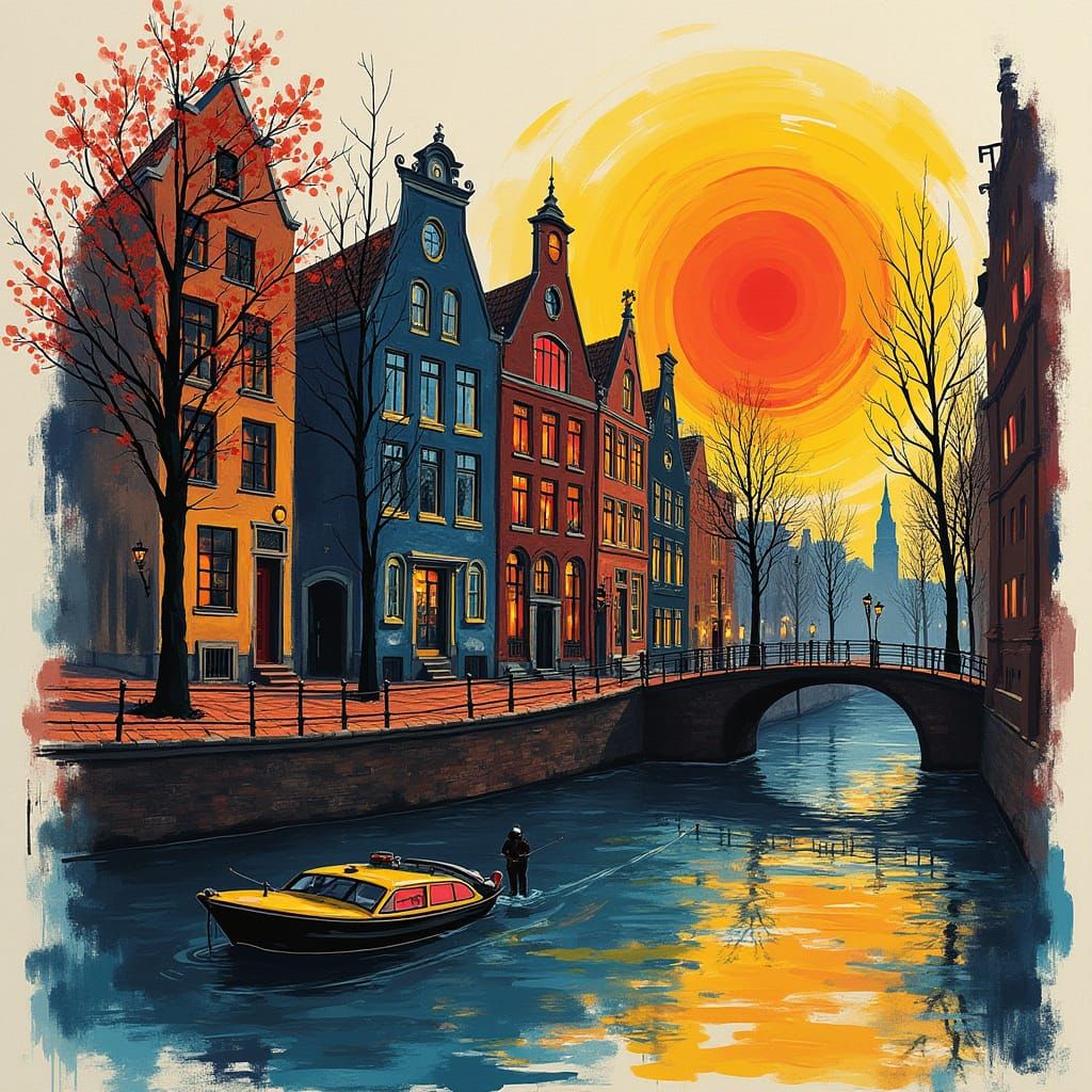 Kandinsky Style Supervillain Hideout in Amsterdam Canals