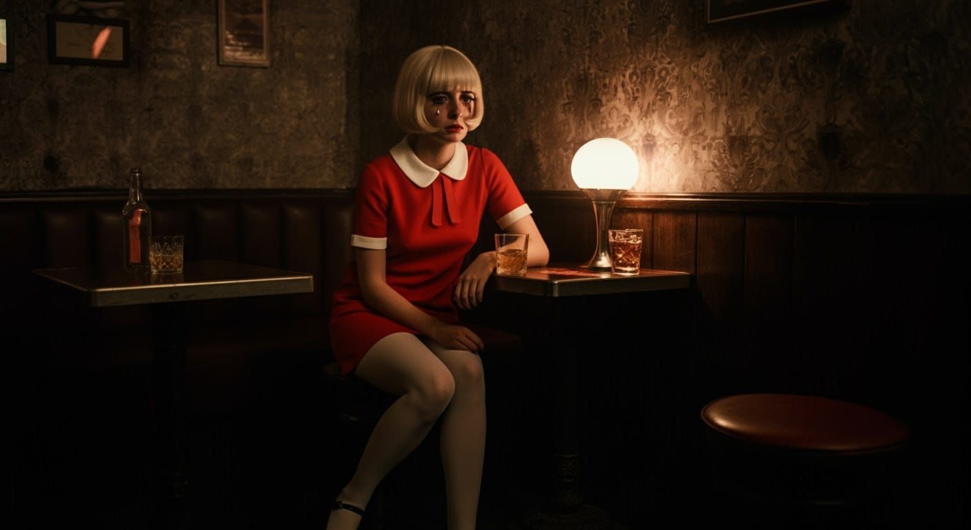 Distressed 1960s London Nightclub Scene in Moody Cinematic S...