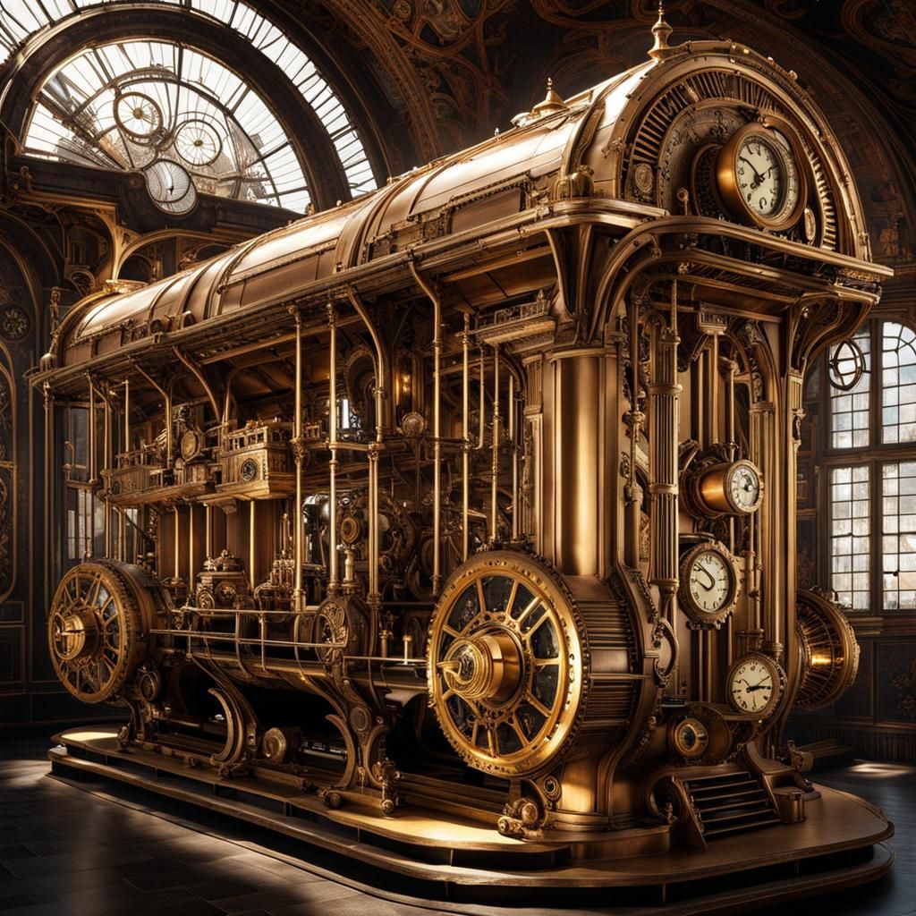 Steampunk Clockwork Futurism in Art Deco Rococo Style