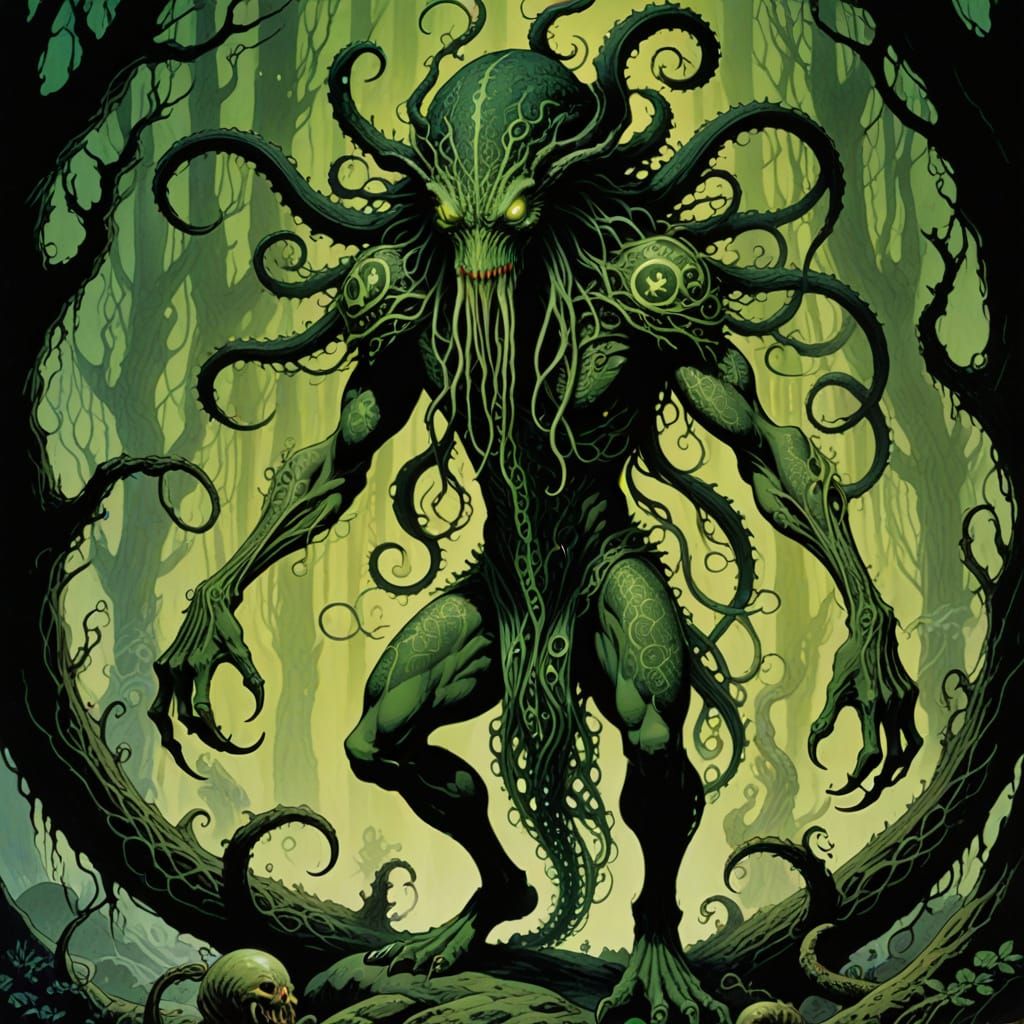 Shadowy Forest Creature with Runed Socks in Fantasy Art Styl...