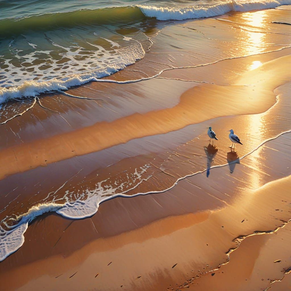 Seaside Impressionism: Golden Hour Beach Walk