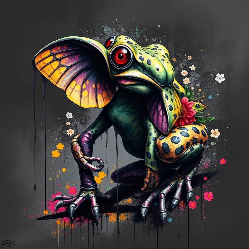 Surreal Hybrid Creature Graffiti Art in Abstract Style