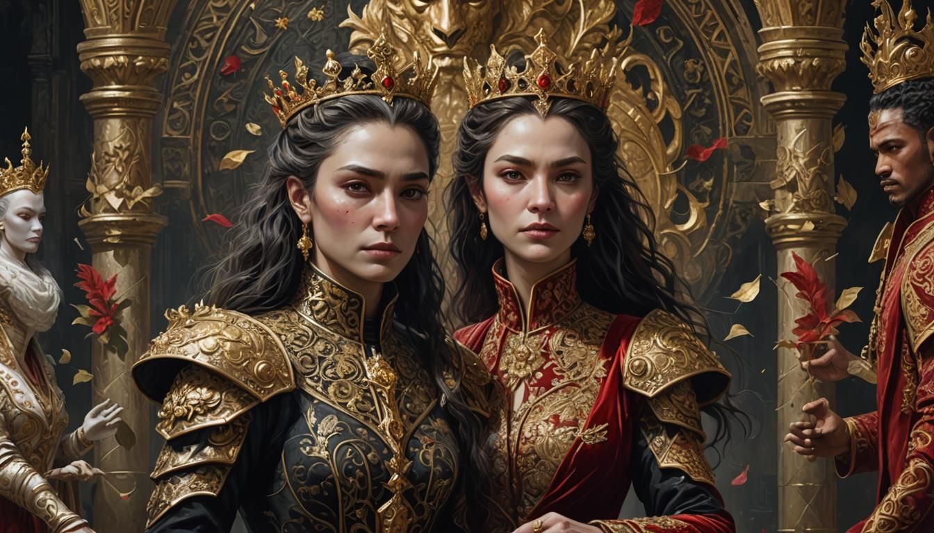 Dark Fantasy Chess Game in Opulent Style