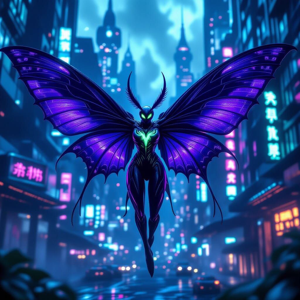 Mothra with Venom Symbiote in Neon Metropolis