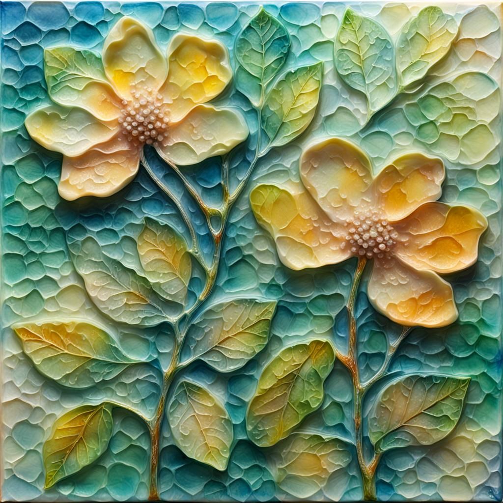 Encaustic Painting: Delicate Petals and Leaves