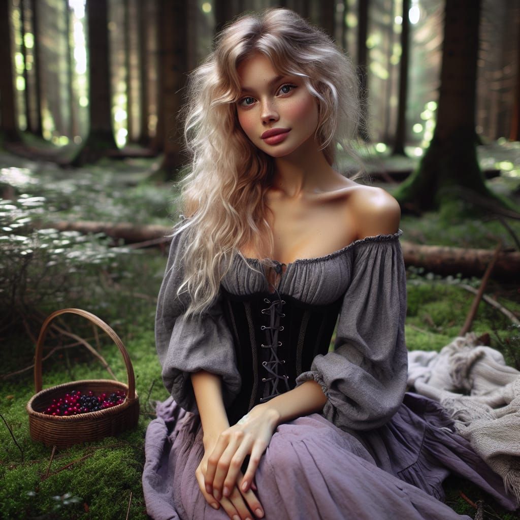 Young Woman in a Serene Forest Landscape