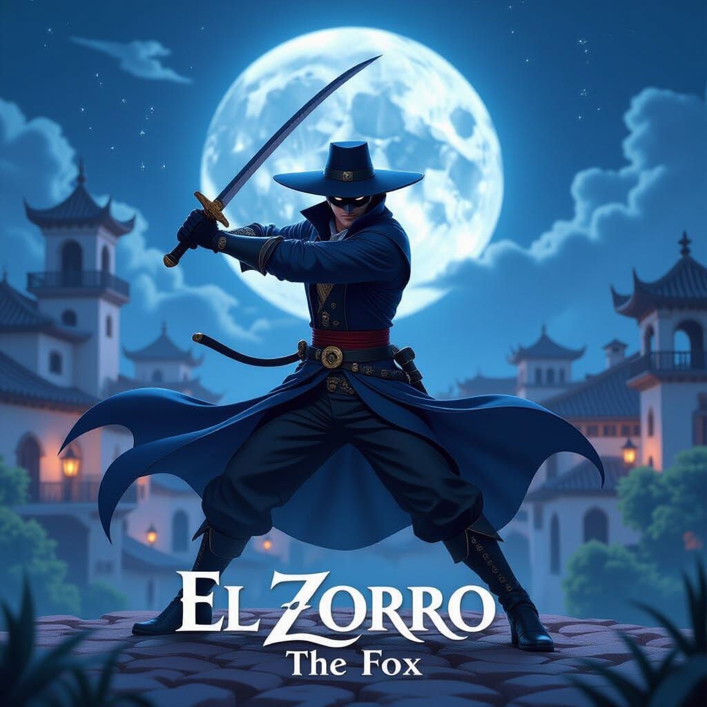 El Zorro Movie Poster in 3D Anime Style