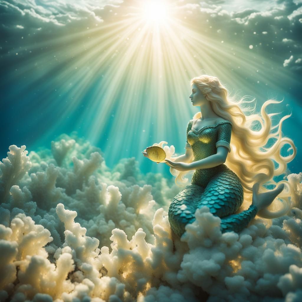 Underwater Mermaid with Sunken Battleship