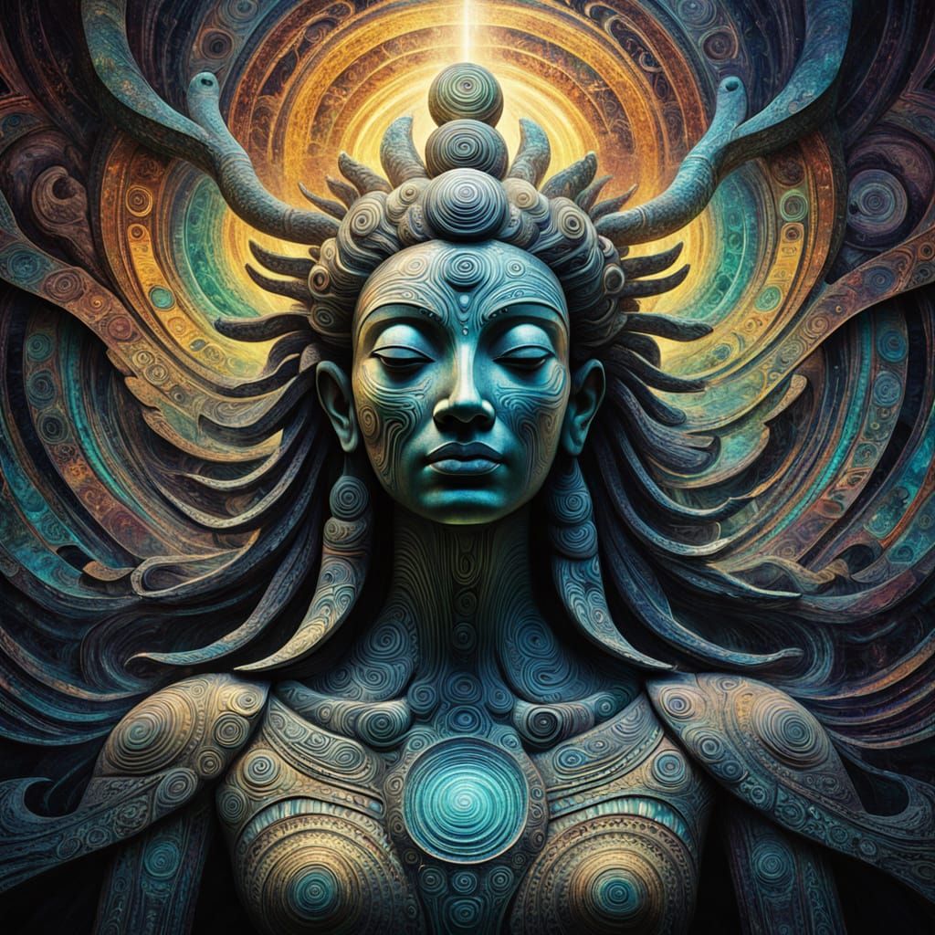 Ethereal Polynesian Spirit in Psychedelic Light