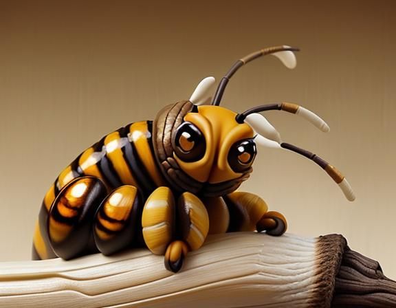 Realistic Polymer Clay Sculpture of Giant Asian Hornet