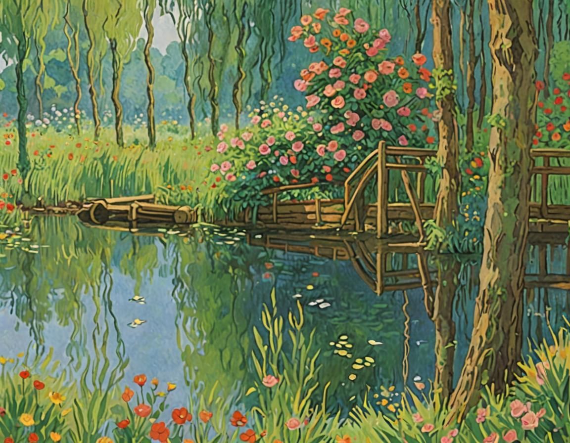 Girl in Field, Impressionistic Anime Style