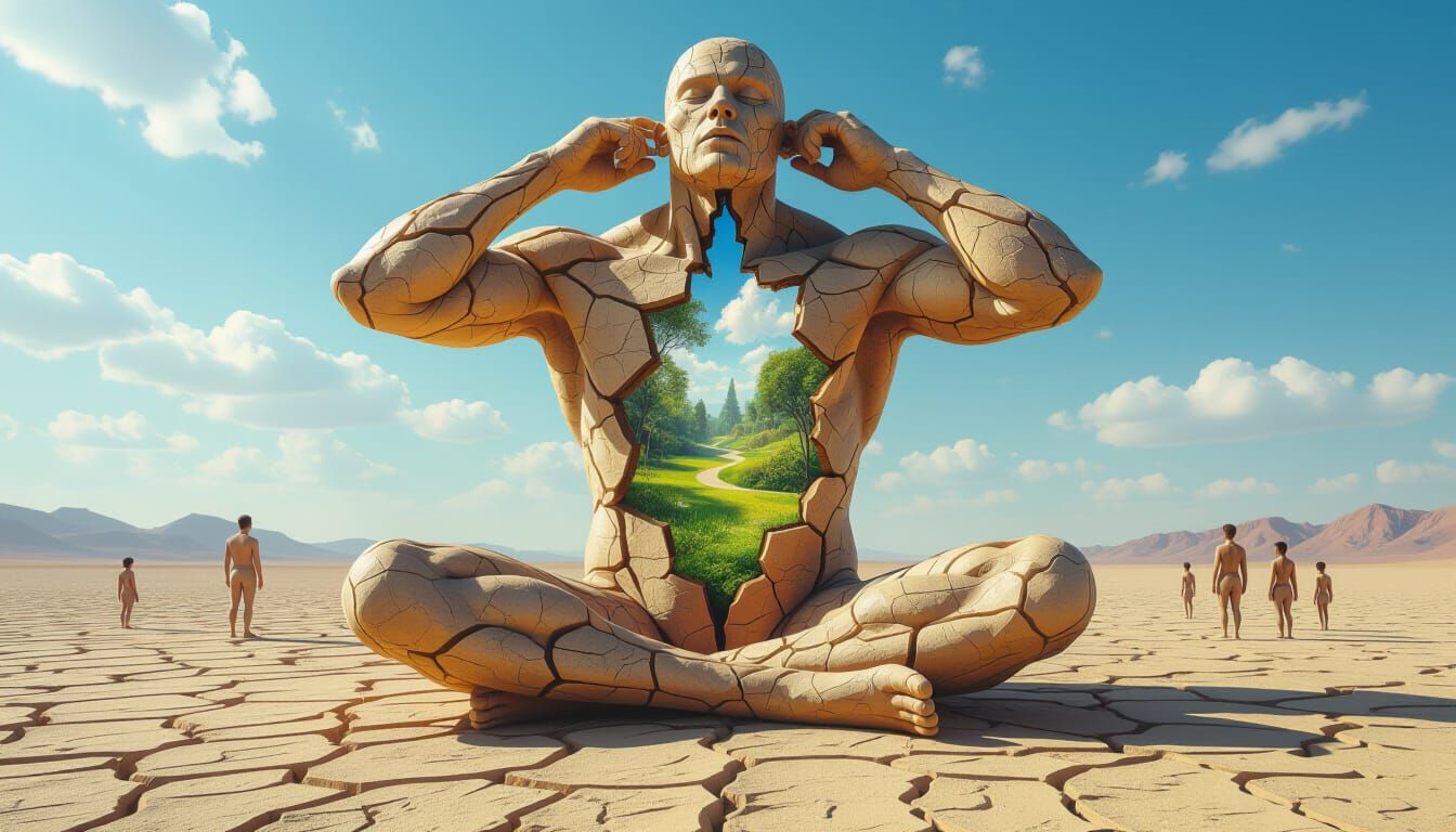 Surreal Cracked Earth Giant Reveals Lush World