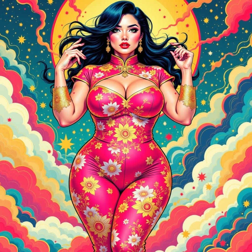 Plus size curvy Chinese woman