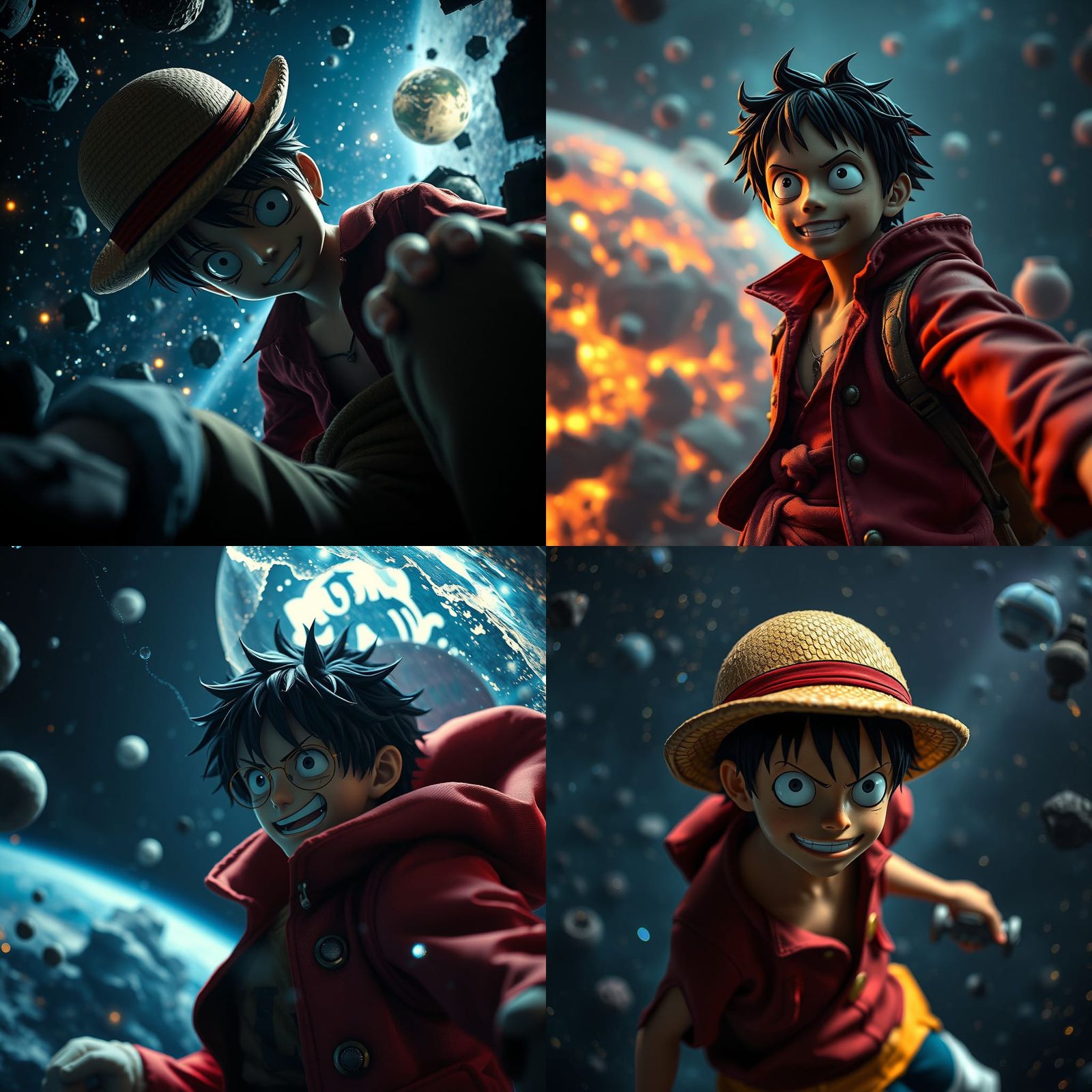 Hyperrealistic Luffy in Space